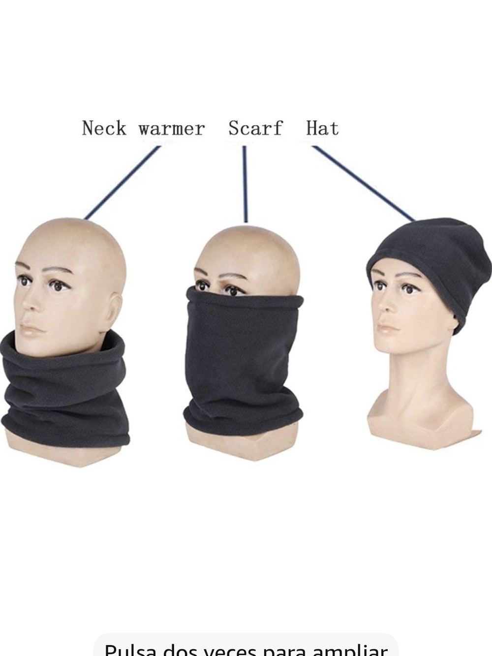 Men's Black Fleece Neck Warmer Scarf and Beanie Set